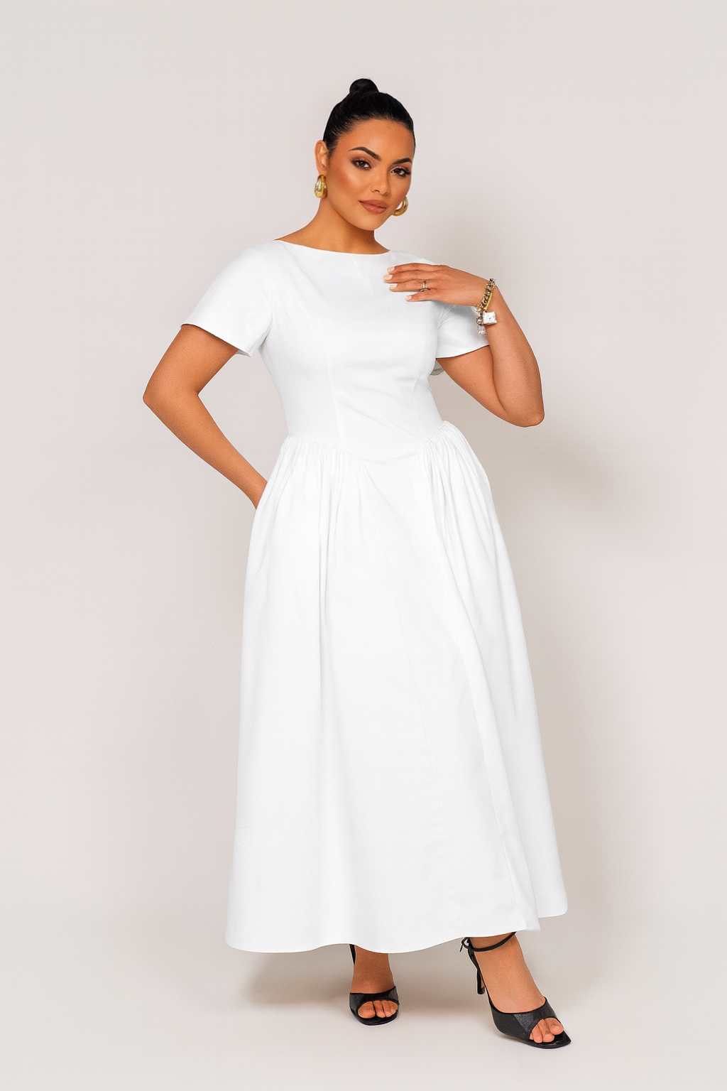 white church dress Modest Church Dress